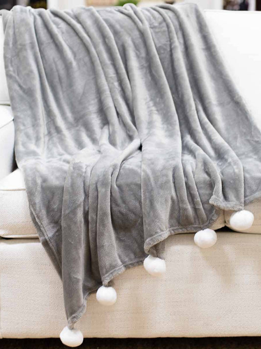 Pom Pom Throw-Grey