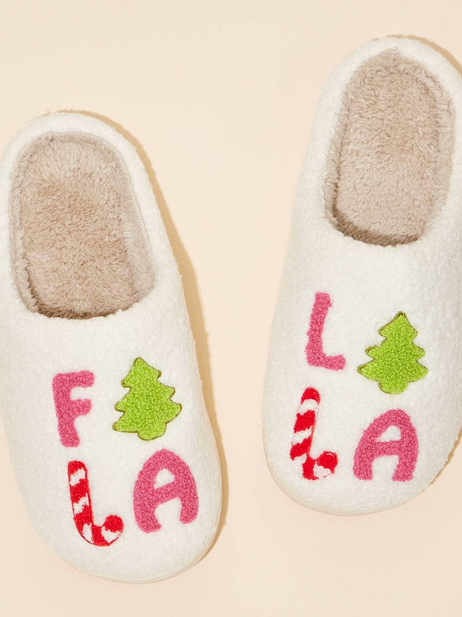 ‘FALALALA’ Tree Fuzzy Home Slippers