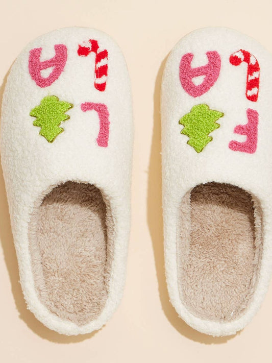 ‘FALALALA’ Tree Fuzzy Home Slippers