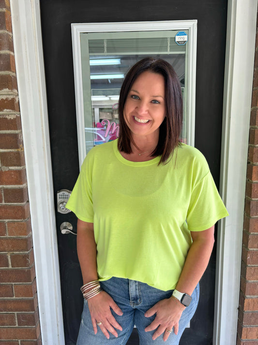 Time To Thrive Top- Neon Yellow