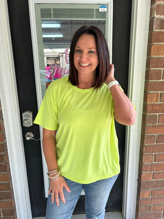 Time To Thrive Top- Neon Yellow