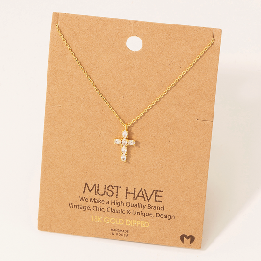 Rhinestone Cross Pendant Necklace