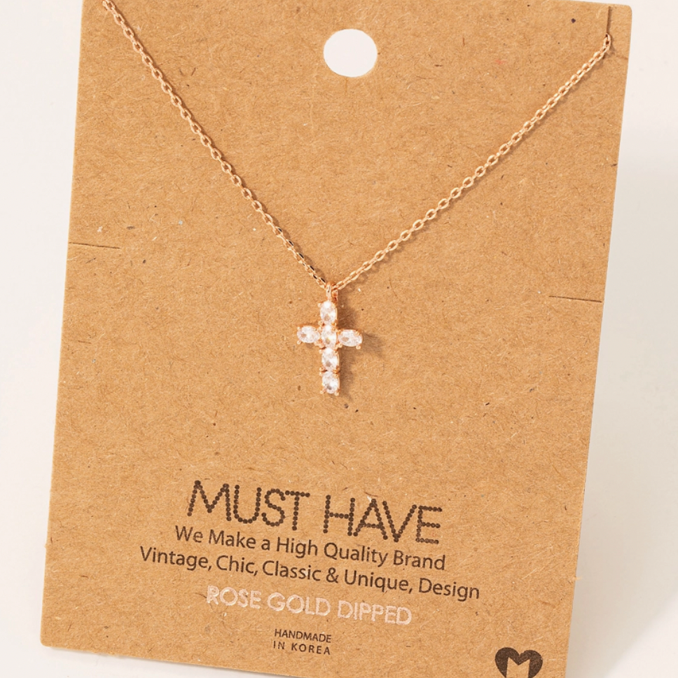 Rhinestone Cross Pendant Necklace