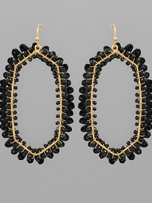 Raffia Hexagon Beaded Earrings