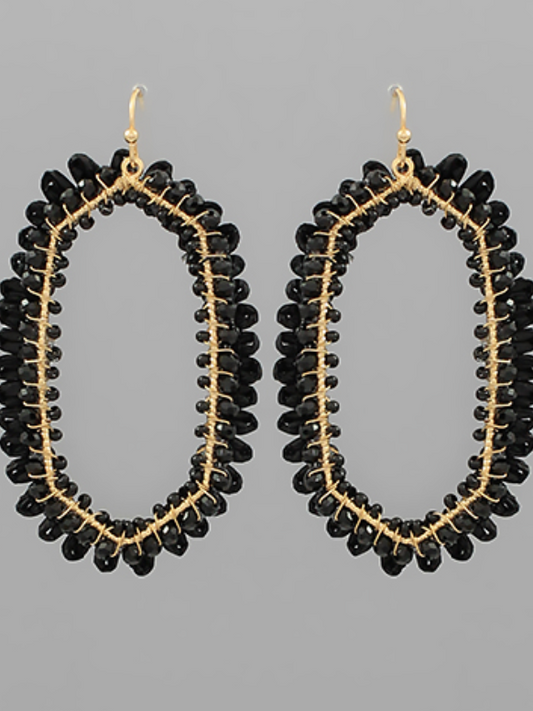 Raffia Hexagon Beaded Earrings