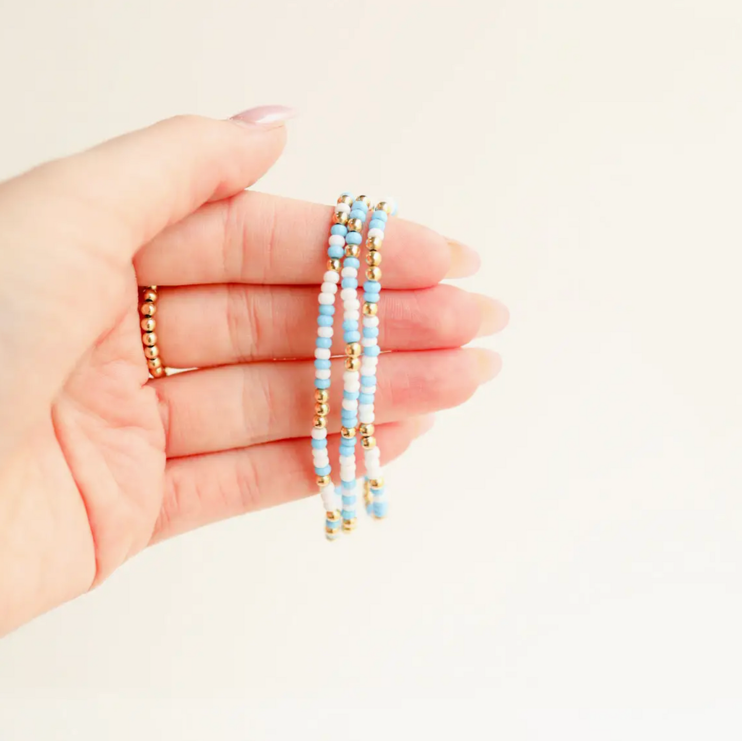 Beaded Blondes- Blue and White Sprinkle Bracelet