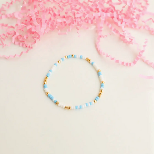 Beaded Blondes- Blue and White Sprinkle Bracelet