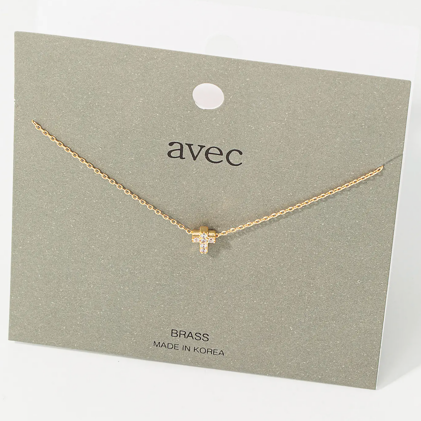 Mini Pave Cross Charm Necklace