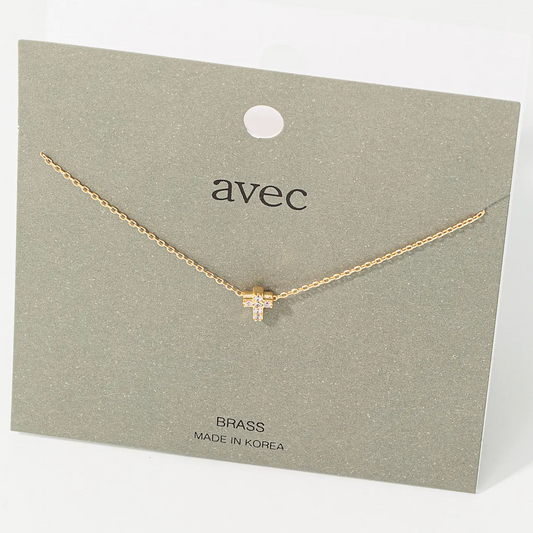 Mini Pave Cross Charm Necklace