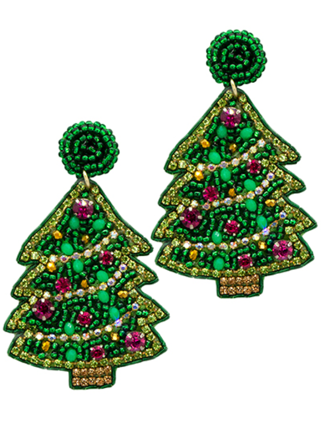 Green Christmas Earrings