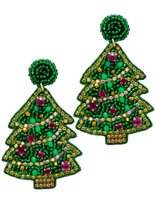 Green Christmas Earrings