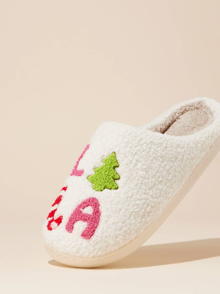 ‘FALALALA’ Tree Fuzzy Home Slippers