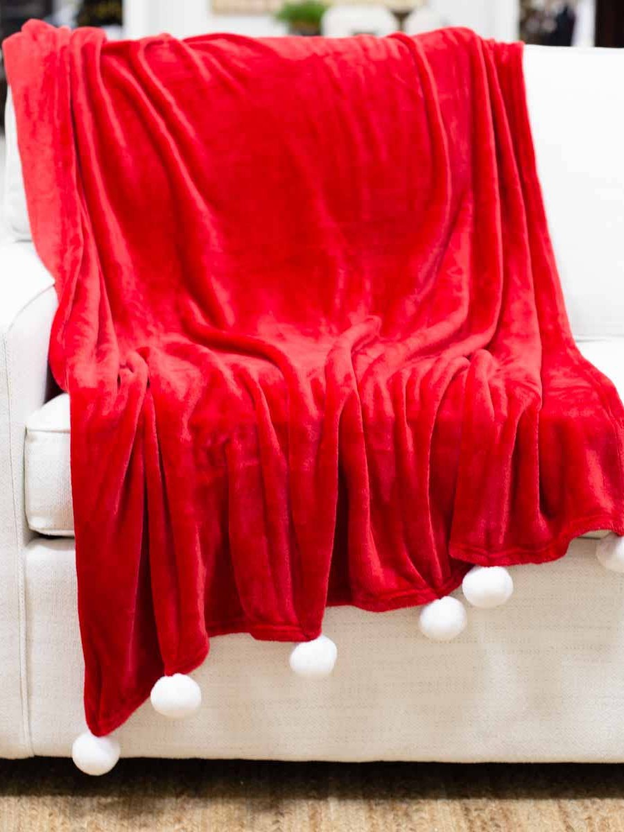 Pom Pom Throw- Red